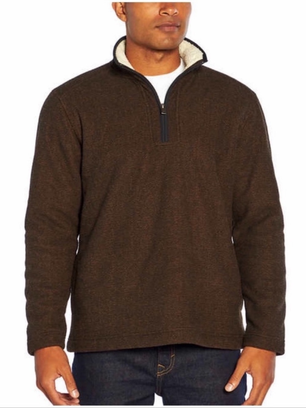 NWT Orvis Men Fleece Lined Quarter Zip Pullover Sweater BROWN - size 3XL winter